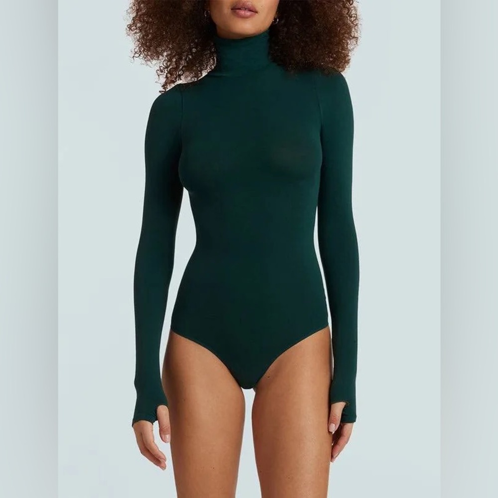 Commando Women's Dark Green Mock neck Ballet Bodysuit